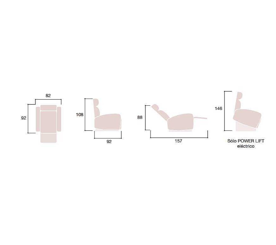 Sof S Moblerone | Butaca Relax Manual Y Power Lift El Ctrico Loe