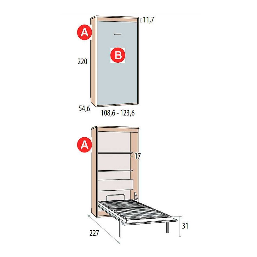 Dormitorios Y Armarios Moblerone Camas Abatibles | Cama Abatible Vertical Sin Altillo Party