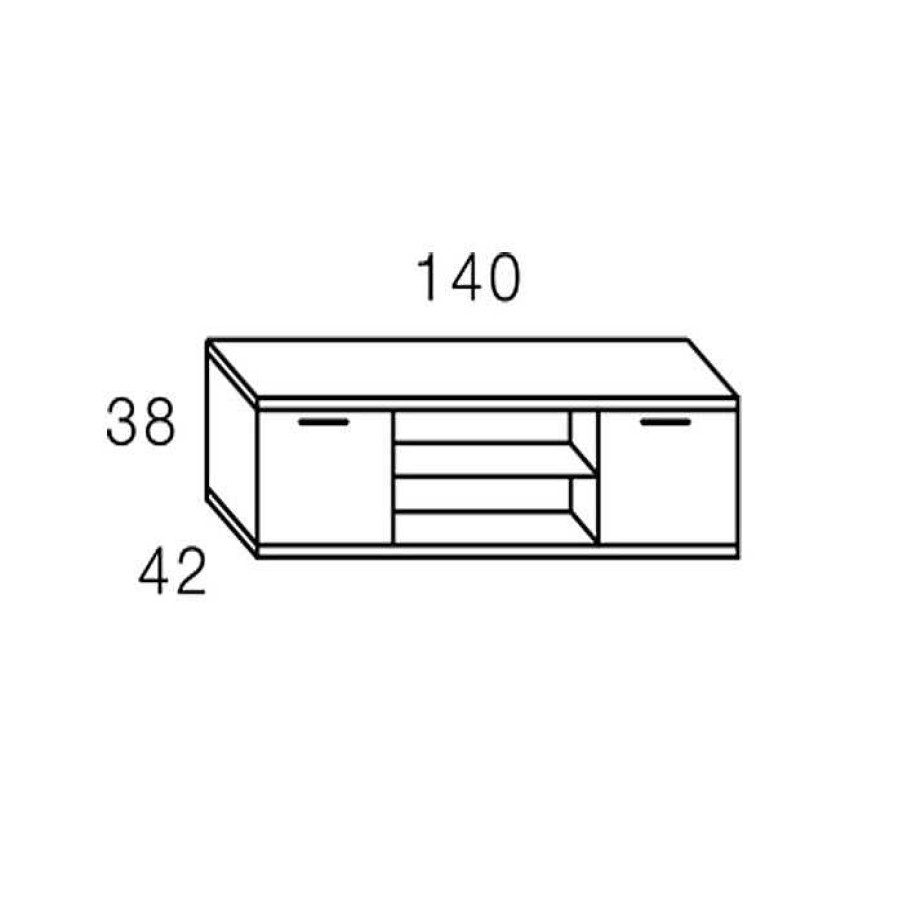 Muebles De Sal N Moblerone | Bajo Tv 140 Cm De 2 Puertas Y 2 Huecos Boston