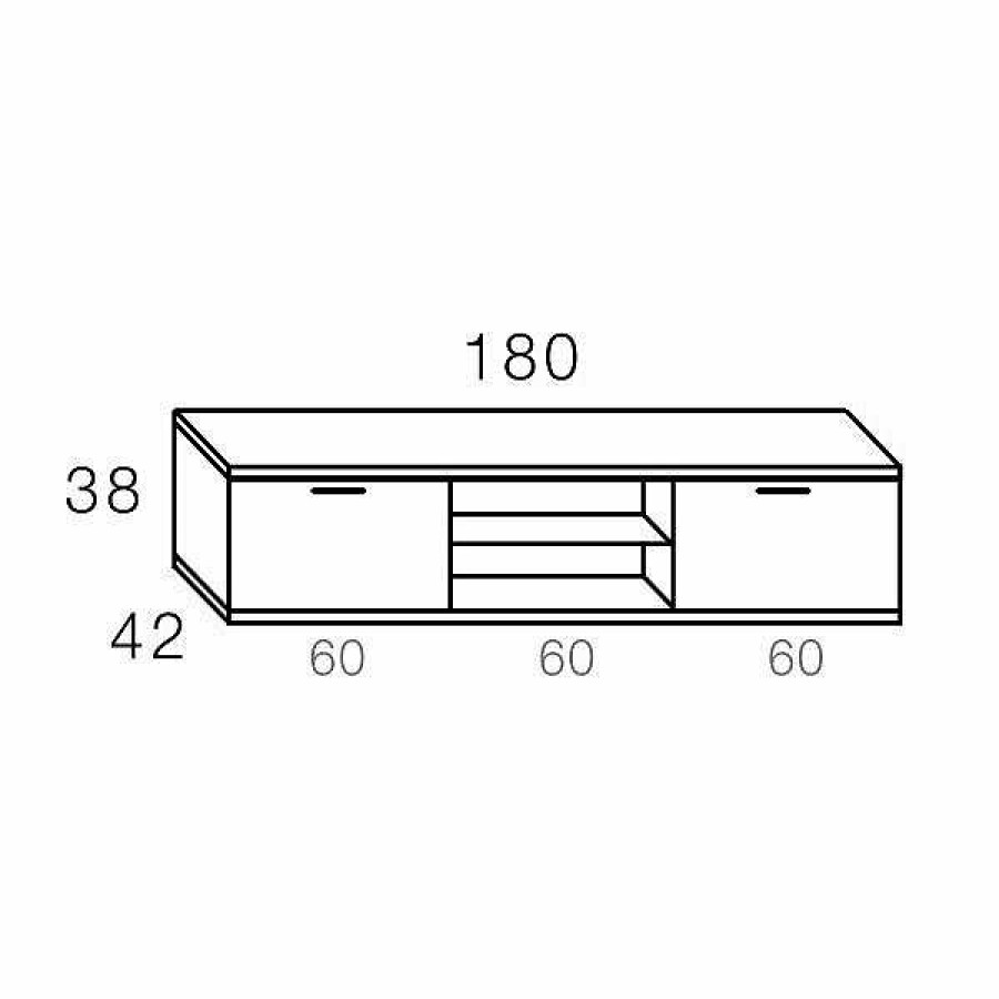 Muebles De Sal N Moblerone | Bajo Tv 180 Cm De 2 Puertas Y 2 Huecos Boston