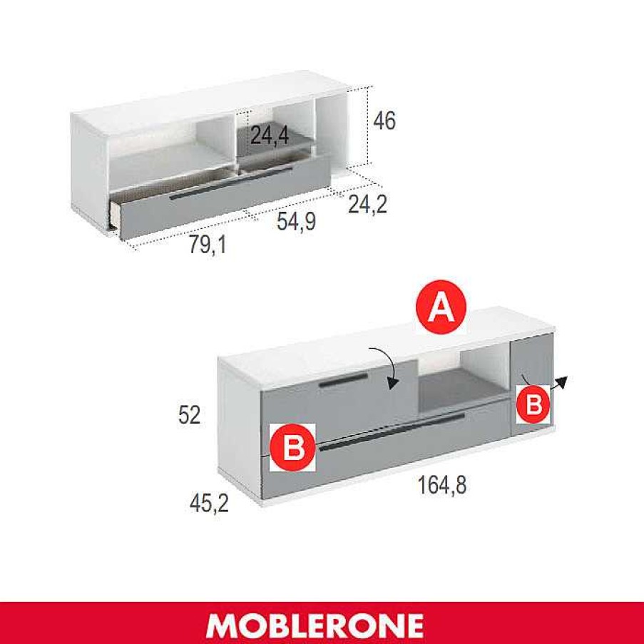 Muebles De Sal N Moblerone | Bajo Tv 165 Cm London